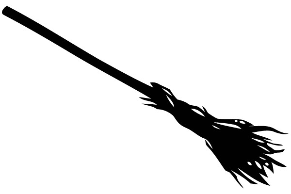Dark Silhouette of a Broom Against a Light Background