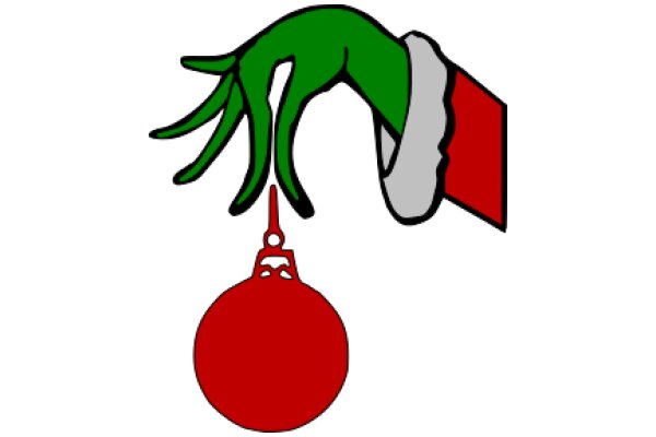 A Festive Scene: A Green Hand Reaching for a Red Ball, Symbolizing the Spirit of Giving and Celebration