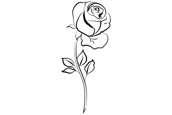 A Single Rose: A Line Drawing