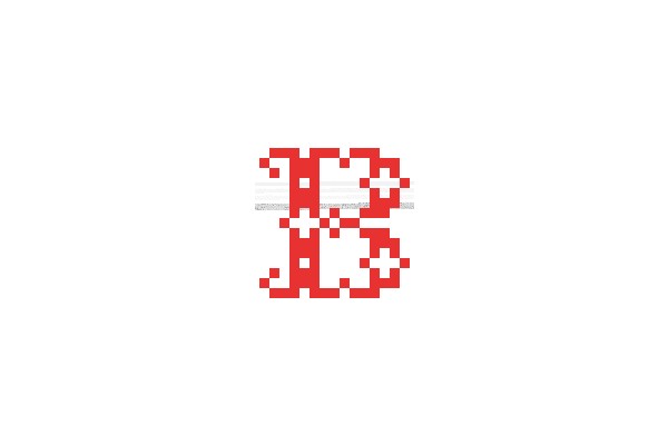 Pixelated Logo with Red and White Colors