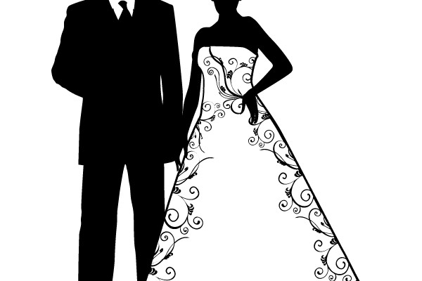 Silhouette of a Dapper Gentleman and an Elegantly Dressing Lady