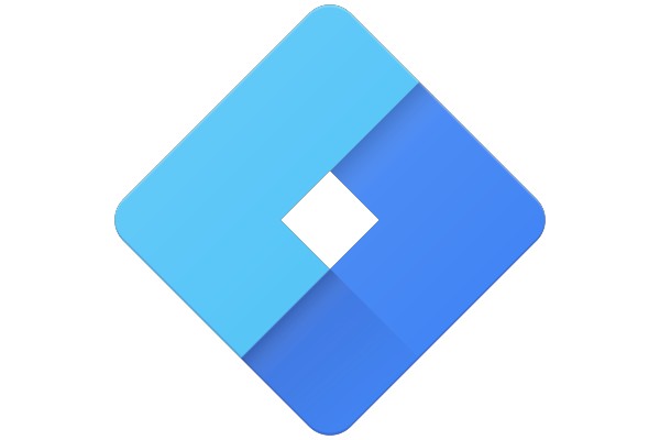 Vibrant Blue Logo with a Geometric Design