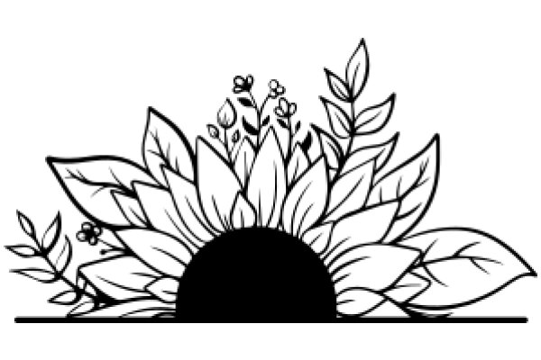 Floral Illustration with a Sunflower Centerpiece