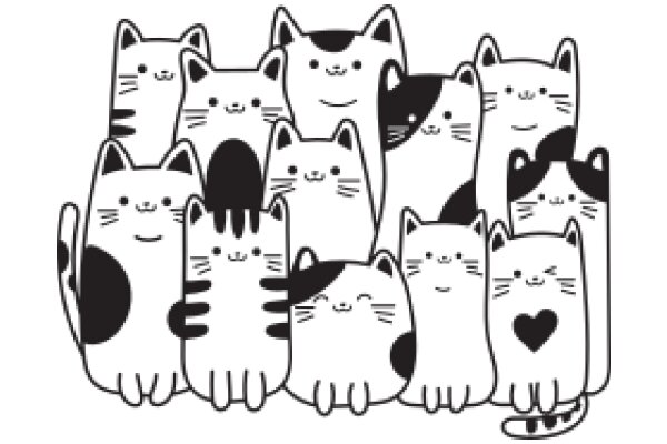 A Whimsical Collection of Cat Characters, Each with its Own Unique Expression and Style