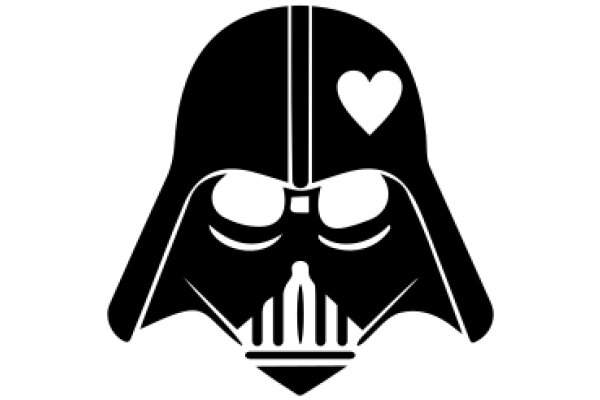 A Silhouette of Darth Vader's Helmet with a Heart Inside