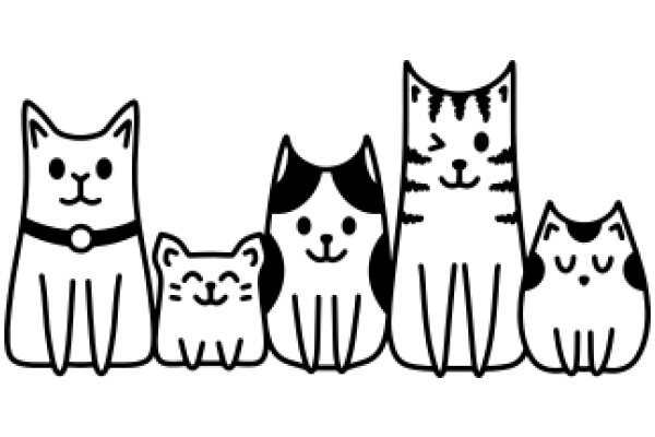 A Line of Cute Cartoon Animals
