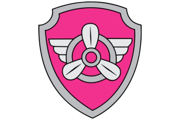 Vintage-Inspired Shield Emblem with Pink and Gray Colors
