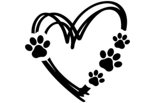 Illustration of a Heart with Paw Prints