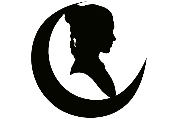 Silhouette in a Crescent Moon Outline