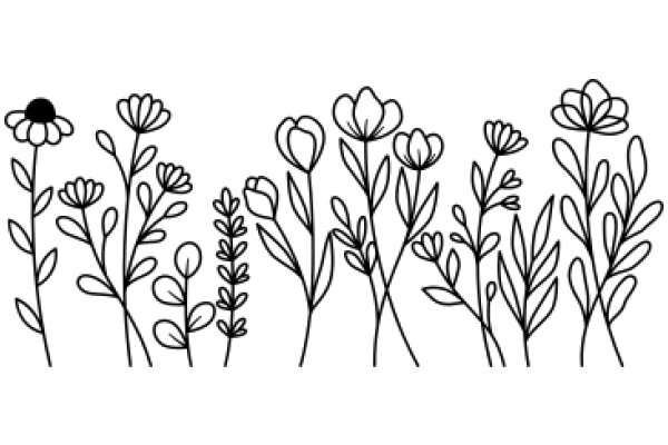 Floral Line Art: A Collection of Simple Flower Drawings for Adult Coloring Books