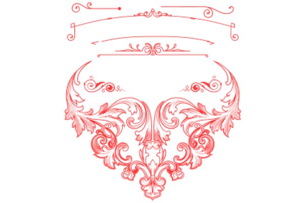 Elegant Red Floral Designs: A Collection of Stylized Floral Patterns and Decorative Elements