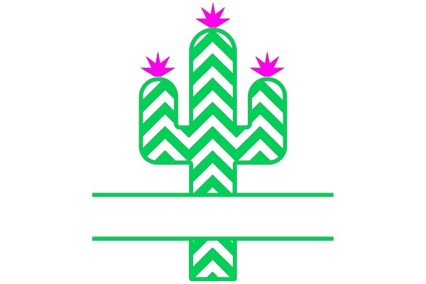 Cactus Fun: A Vibrant Green and White Patterned Cactus with Pink Blossoms