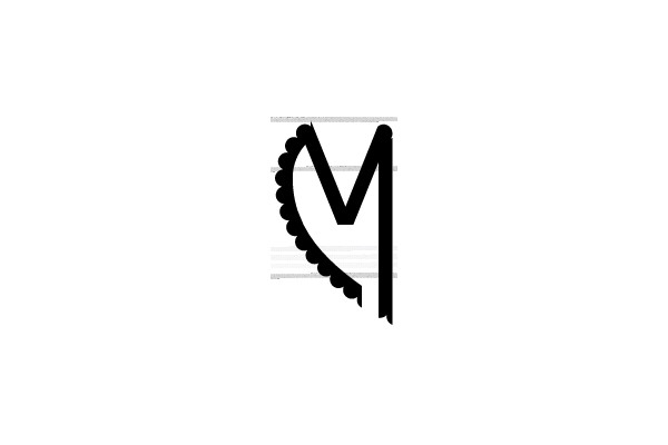 Black Scalloped Letter M.