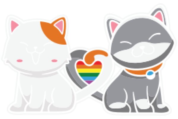 A Heartwarming Sticker of a Cat and a Rainbow Heart, Symbolizing Love and Acceptance