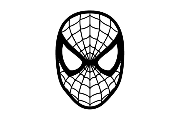 Spider-Man's Mask in Outline Style