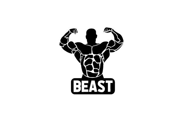 Muscular Silhouette with 'BEAST' Text