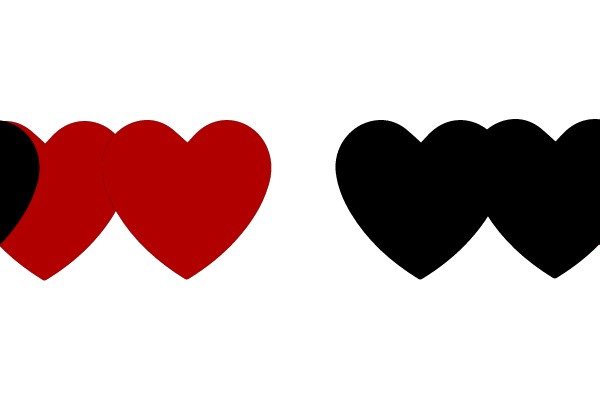 Four Hearts, Two Red, Two Black