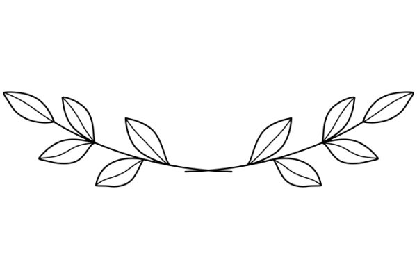 Simplistic Line Art of a Leafy Branch