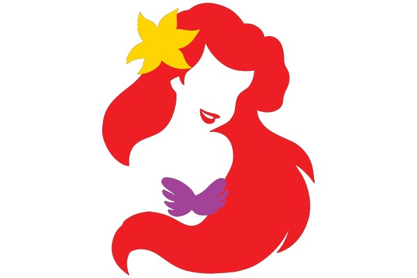 A Stylized Portrait of a Woman with Red Hair and a Yellow Flower