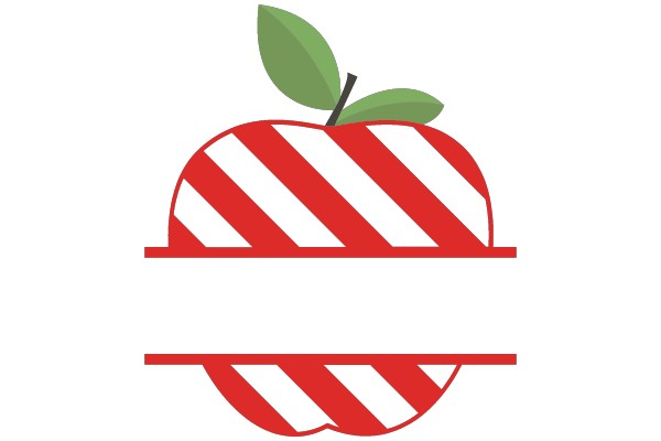 Decorative Candy-Striped Apple with Green Leaf Clip Art