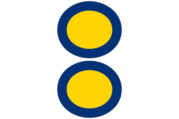 Two Yellow and Blue Oval Shapes