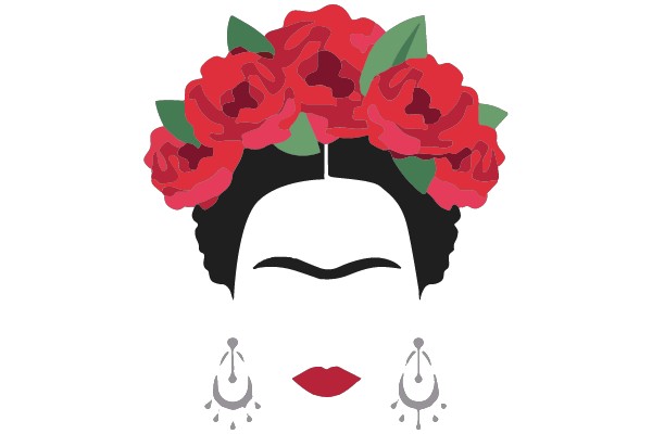 Portrait of a Woman with a Floral Crown and Earrings