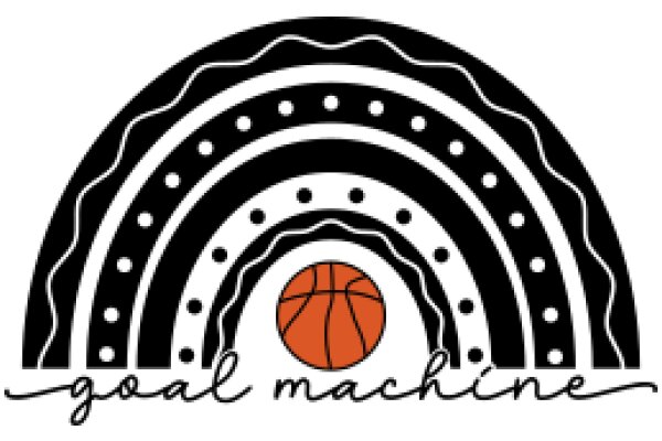 Goal Machine: A Graphic Design Showcasing a Stylized Archway with a Basketball at the Center, Surrounded by a Pattern, and the Text 'GOAL MACHINE' Below the Archway.