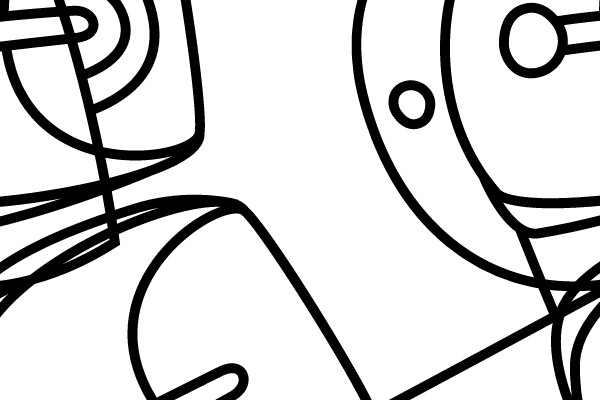 An illustration of a pair of bells with a decorative top and hanging loops, depicted in a simple, outline style.
