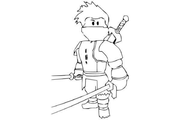 A Samurai's Journey: A Line Drawing