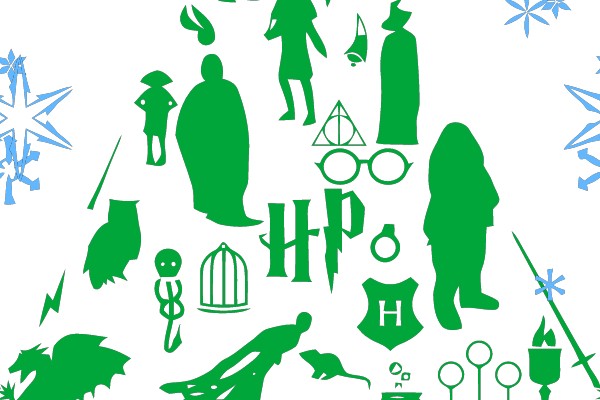 A Magical Christmas Tree: A Harry Potter-Themed Silhouette Artwork