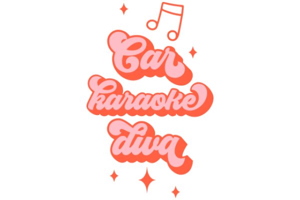 Celebrating the Joy of Music: A Graphic Design Showcasing the Words 'Car Karaoke' and 'Diva' with Musical Notes and Starburst Effects