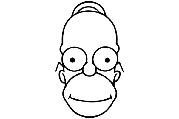 Simplistic Line Drawing of Homer Simpson's Face