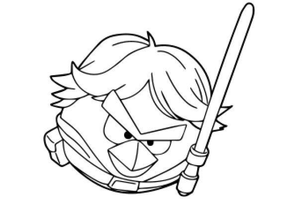 A Whimsical Character: A Cartoon Angry Bird with a Lightsaber
