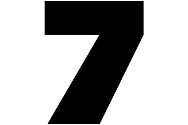 Bold Black Number Seven on White Background