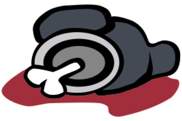 A Playful Cartoon of a Dog with a Bone, Resting on a Red Surface