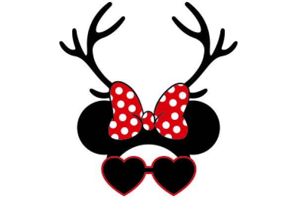 Whimsical Disney-Inspired Logo: A Playful Combination of Minnie Mouse's Iconic Red Bow and a Stylish Black Deer Antler