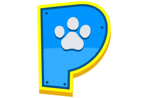 Vibrant Letter P with a Paw Print Inside