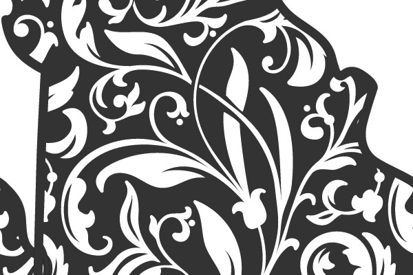Missouri State Outline with Baroque Floral Pattern