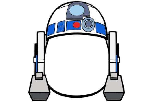 A Cute Illustration of a Droid Head with a Blue Visor and Red Button