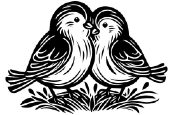 A Tender Moment: Two Birds in a Field of Flowers