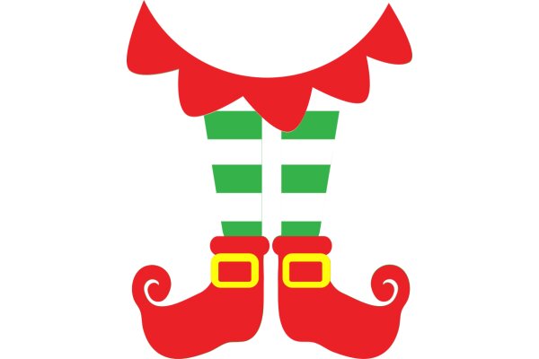 A Festive Holiday Greeting: A Red and Green Striped Stocking with a Yellow Belt and Red Cuff