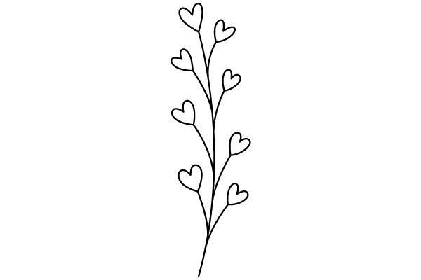 Simplistic Line Drawing of a Heart-shaped Plant