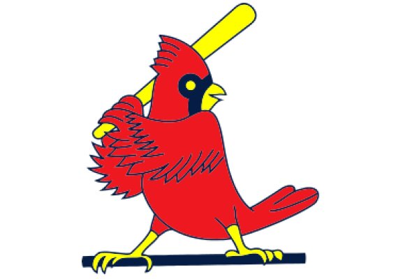 Vintage Baseball Card: A Red Rooster with a Yellow Bat