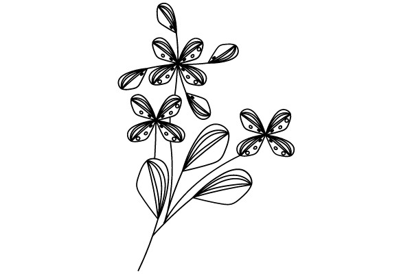 Stylized Flower and Butterfly Illustration