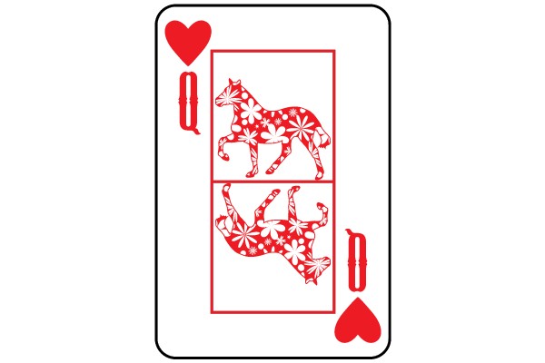 Playing Card with Floral Deer Design