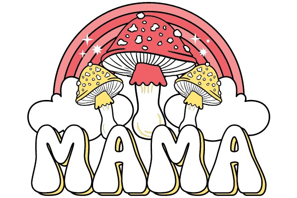 Colorful Mother's Day Celebration with Mushrooms and Rainbow