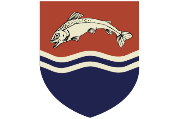 Stylized Artwork of a Fish on a Flag-like Background
