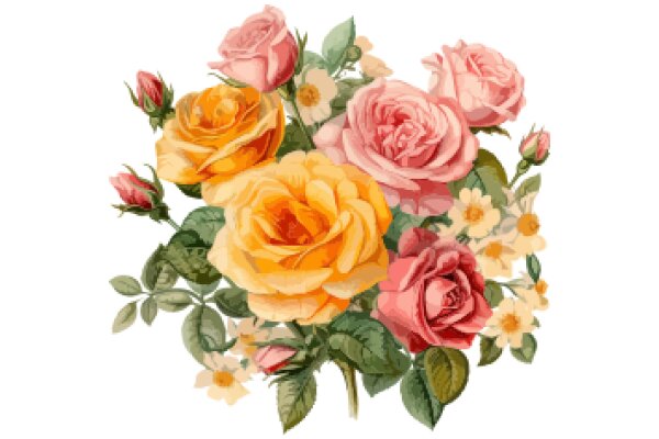 A Bouquet of Love: A Flower Arrangement of Pink, Yellow, and Orange Roses