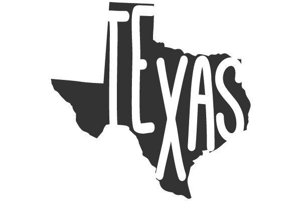 Texas State Outline with 'TEXAS' Text