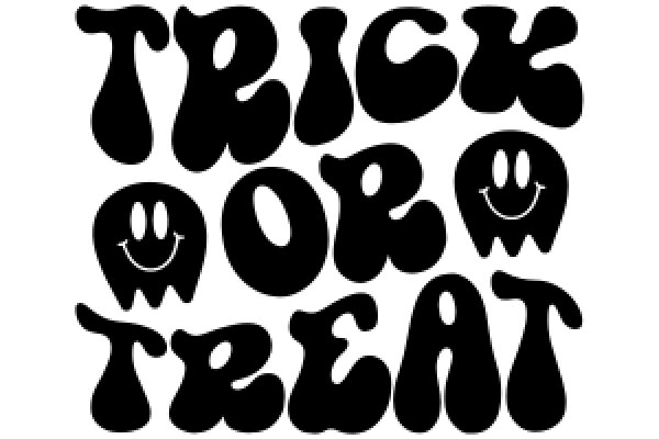 Halloween-themed graphic with the phrase 'Trick or Treat' in a stylized font, featuring a ghost and a candy bar.
